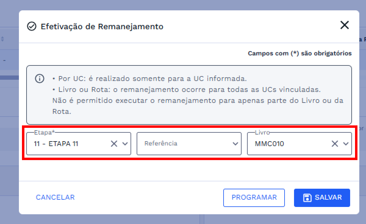 Efetivação - Tipo Livro ou Rota Efetivação - Tipo Livro ou Rota