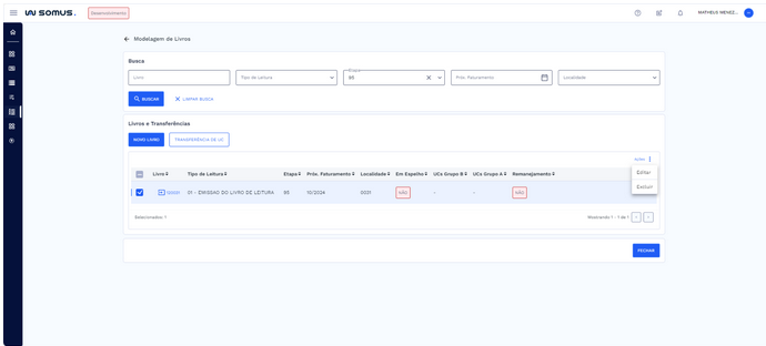 Ações disponíveis - Livro