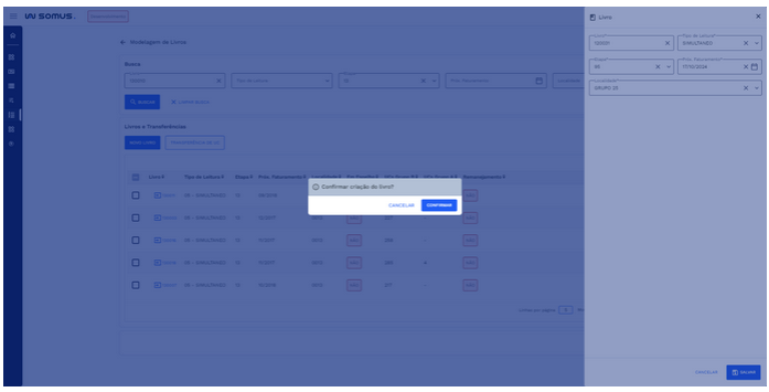 Caixa de Diálogo - Confirmar criação de novo livro