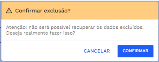 Janela para confirmação