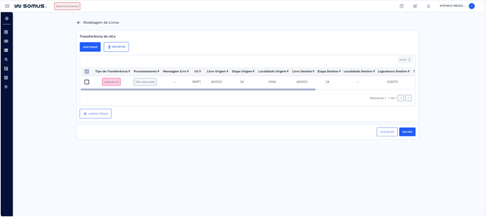 Logradouro adicionado na Transferência