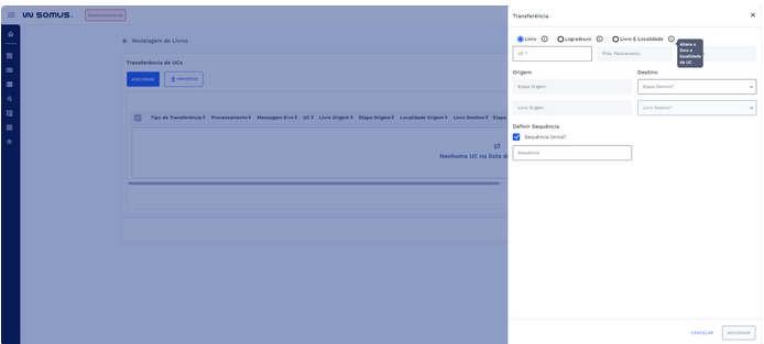 Info Transferência Livro e Localidade