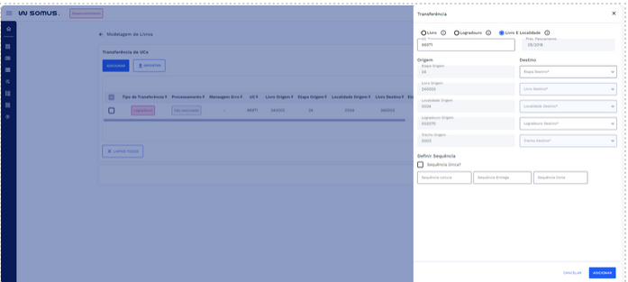 Transferência por Livro e Localidade