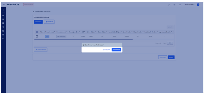 Caixa de Diálogo: Confirmar transferências