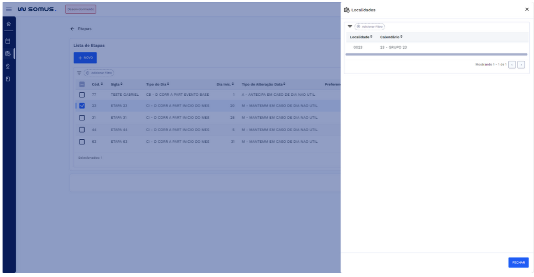 Janela de localidades