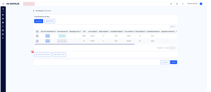 Botão Limpar Concluídos