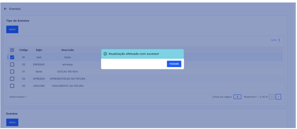 Caixa de diálogo: Alteração efetuada com sucesso!