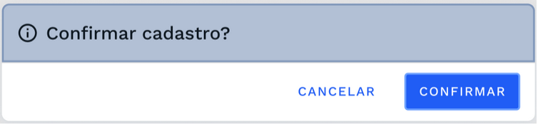 Janela para confirmação do cadastro de novo calendário